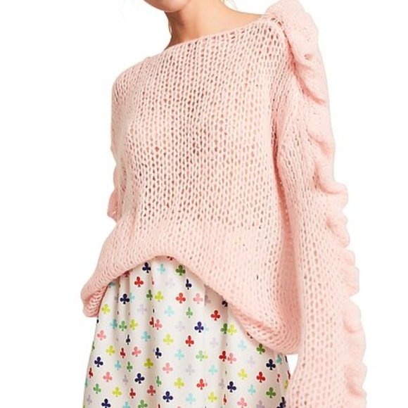 Manoush Sweaters - Manoush Loose Knit Mohair Blend Sweater in Pink Size M